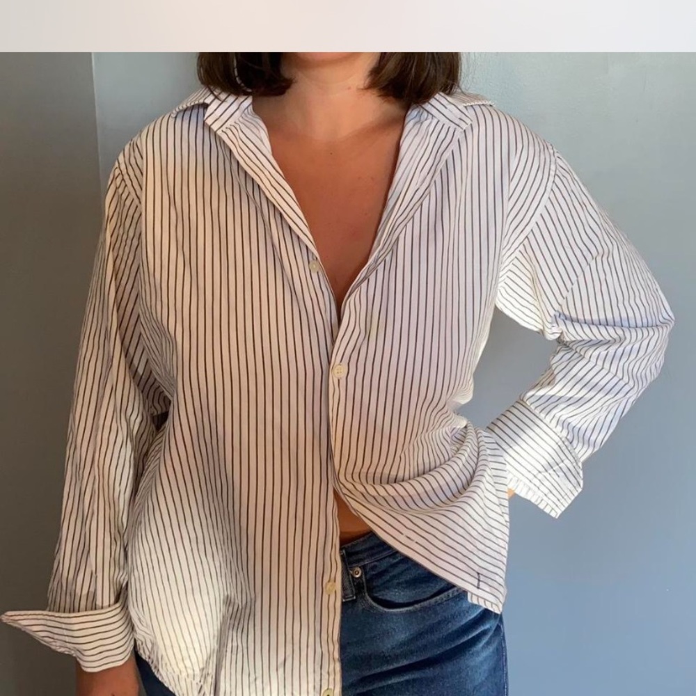 Striped Button-Up Women's Top